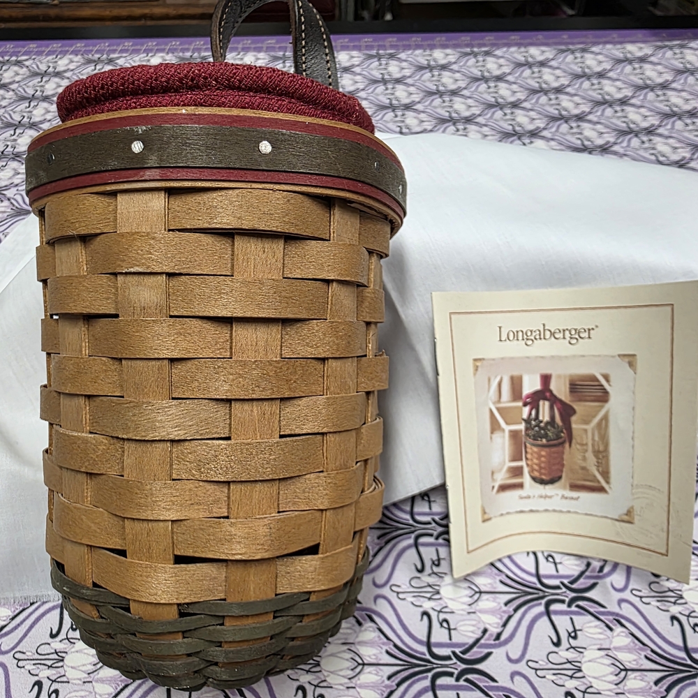 Longaberger Tan and Red Woven Basket